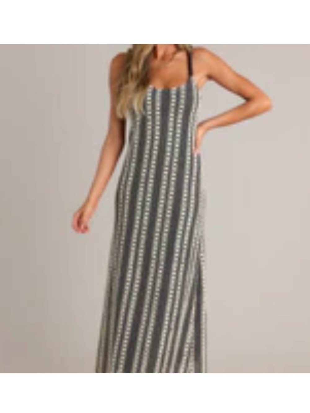 Knit maxi dress with beaded straps